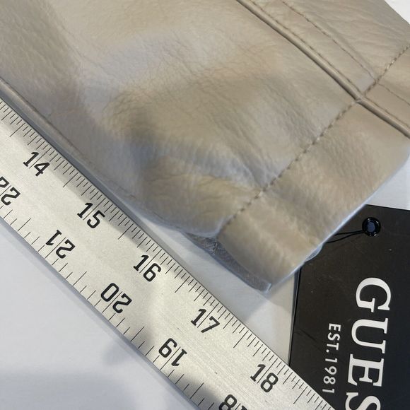 Guess Bone Faux Leather Faux Fur Trim Collar Biker Bomber Jacket Size M … - Picture 8 of 16